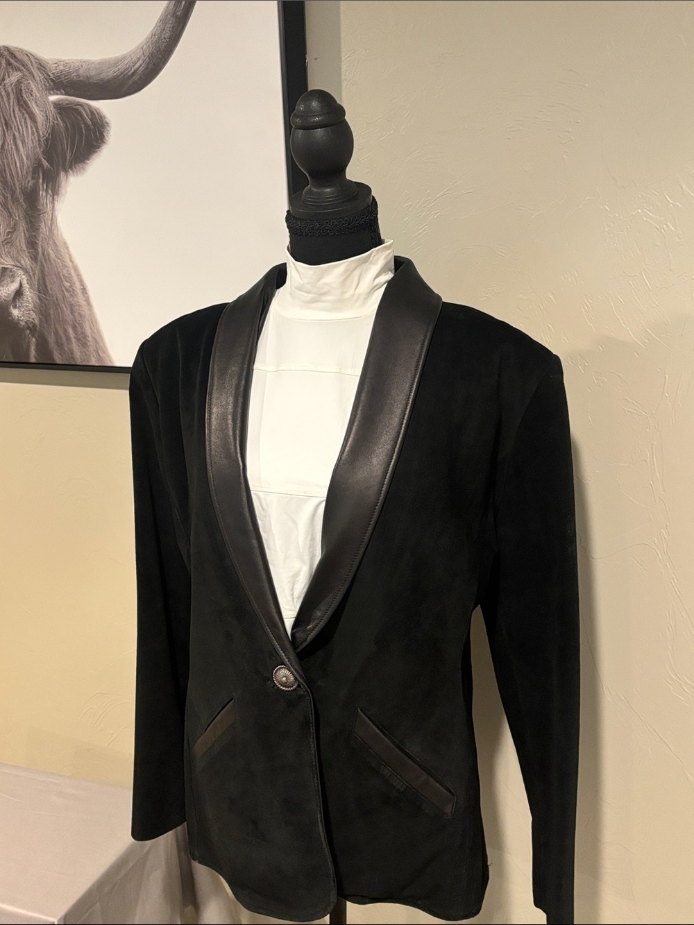 Stampede Women's Black Suede with Leather trim Jacket